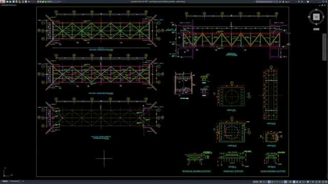 steel bridge layout and bearing details