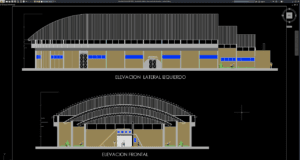 basketball stadium front and side elevation