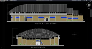 basketball stadium front and side elevation