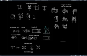 Download Block Peralatan Gym DWG AutoCAD block peralatan gym