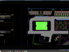 Download Denah dan Potongan Lapangan Sepak Bola DWG AutoCAD denah dan potongan lapangan sepak bola