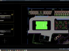 Download Denah dan Potongan Lapangan Sepak Bola DWG AutoCAD denah dan potongan lapangan sepak bola