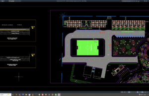 Download Denah dan Potongan Lapangan Sepak Bola DWG AutoCAD denah dan potongan lapangan sepak bola