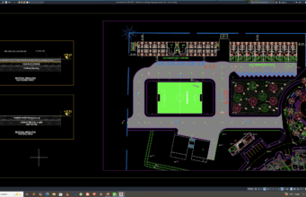 Download Denah dan Potongan Lapangan Sepak Bola DWG AutoCAD denah dan potongan lapangan sepak bola