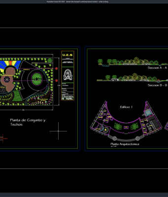 Download Denah dan Tampak Workshop Taman Botani DWG AutoCAD denah dan tampak workshop taman botani