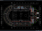 Download Denah Tata Letak Stadion Bola Basket DWG AutoCAD denah tata letak stadion bola basket
