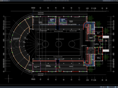 Download Denah Tata Letak Stadion Bola Basket DWG AutoCAD denah tata letak stadion bola basket