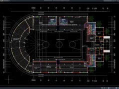 Download Denah Tata Letak Stadion Bola Basket DWG AutoCAD denah tata letak stadion bola basket