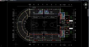 denah tata letak stadion bola basket