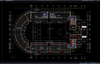 Download Denah Tata Letak Stadion Bola Basket DWG AutoCAD denah tata letak stadion bola basket
