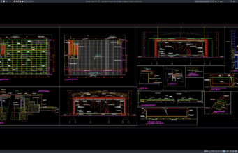 Download Detail Denah, Tampak, dan Potongan Panggung Coliseum DWG AutoCAD detail denah, tampak, dan potongan panggung coliseum