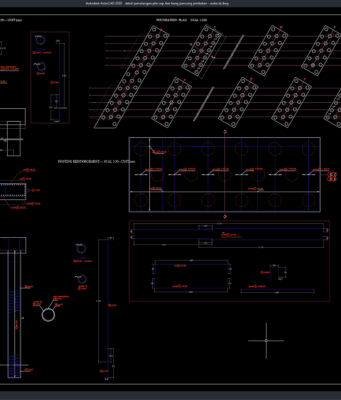 Download Detail Penulangan Pile Cap dan Tiang Pancang Jembatan DWG AutoCAD detail penulangan pile cap dan tiang pancang jembatan