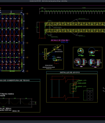Download Detail Struktur Atap Baja Gedung Olahraga DWG AutoCAD detail struktur atap baja gedung olahraga