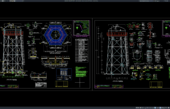 Download Detail Struktur Menara Tangki Air 20 Meter DWG AutoCAD detail struktur menara tangki air 20 meter