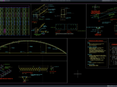 Download Detail Tampak dan Potongan Atap Baja Colosseum DWG AutoCAD detail tampak dan potongan atap baja colosseum