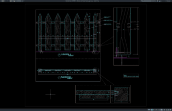 Download Detail Tampak dan Potongan Pagar Kayu DWG AutoCAD detail tampak dan potongan pagar kayu