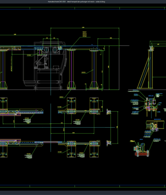 Download Detail Tampak dan Potongan Rel Mesin DWG AutoCAD detail tampak dan potongan rel mesin