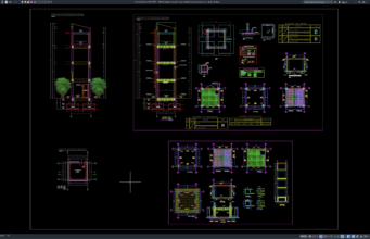 Download Detail Tampak dan Potongan Struktur Menara Tangki Air DWG AutoCAD detail tampak dan potongan struktur menara tangki air