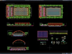 dining hall steel structural layout and section details