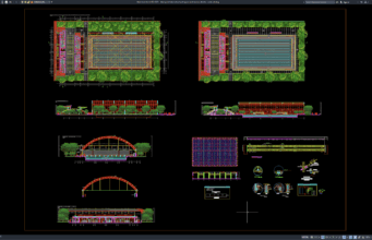 dining hall steel structural layout and section details