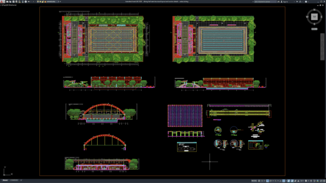 dining hall steel structural layout and section details dining hall steel structural layout and section details