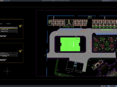 Download Football Field Layout Plan and Section Details DWG AutoCAD football field layout plan and section details