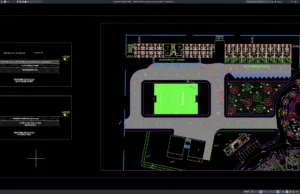 Download Football Field Layout Plan and Section Details DWG AutoCAD football field layout plan and section details