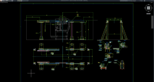 machine rails elevation and section details