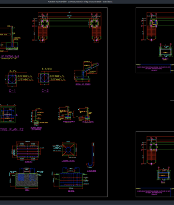 Download Overhead Pedestrian Bridge Structural Details DWG AutoCAD overhead pedestrian bridge structural details