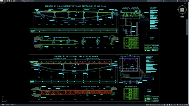 steel bridge elevation and layout plan
