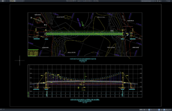 Download Suspension Bridge Plan and Elevation DWG AutoCAD suspension bridge plan and elevation