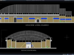 Download Tampak Depan dan Samping Stadion Bola Basket DWG AutoCAD tampak depan dan samping stadion bola basket