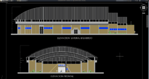 tampak depan dan samping stadion bola basket