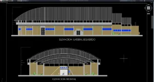 tampak depan dan samping stadion bola basket
