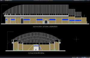 Download Tampak Depan dan Samping Stadion Bola Basket DWG AutoCAD tampak depan dan samping stadion bola basket