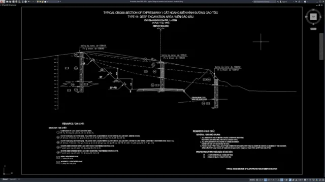 typical deep excavation cross section