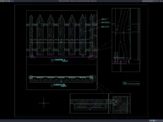 Download Wooden Fence Elevation and Section Details DWG AutoCAD wooden fence elevation and section details