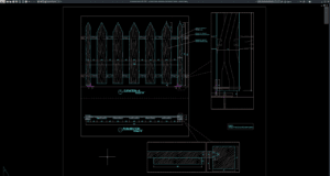 wooden fence elevation and section details