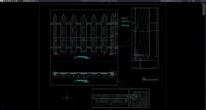 wooden fence elevation and section details