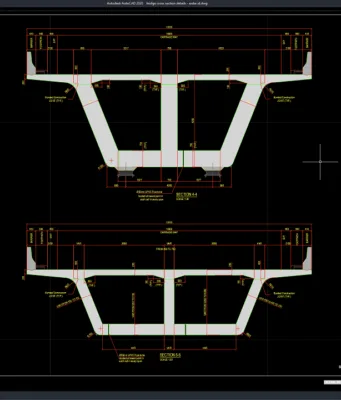 Download Bridge Cross Section Details DWG AutoCAD bridge cross section details