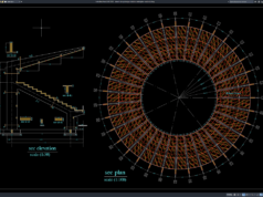Download Denah dan Potongan Stadion Melingkar DWG AutoCAD denah dan potongan stadion melingkar