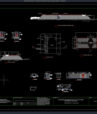 Download Detail Denah dan Potongan Bangunan Pelimpah (Spillway) DWG AutoCAD detail denah dan potongan bangunan pelimpah (spillway)