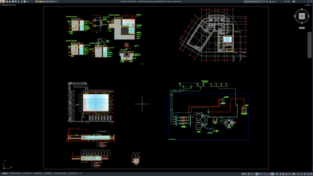detail fitting, plumbing, dan elektrikal kolam renang