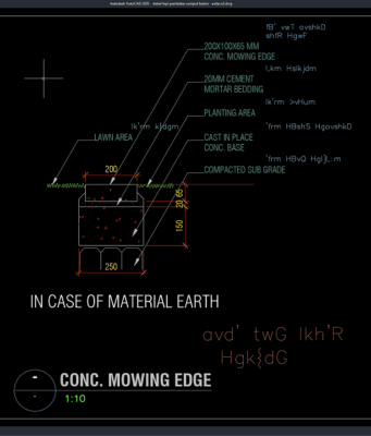 Download Detail Tepi Pembatas Rumput Beton DWG AutoCAD detail tepi pembatas rumput beton