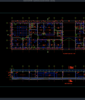 hospital laboratory layout plan and elevation