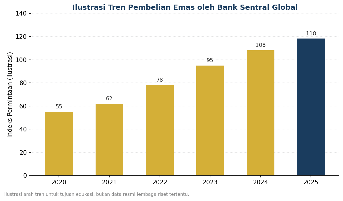 ilustrasi tren pembelian emas oleh bank sentral global
