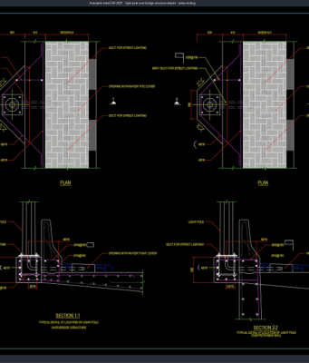 Download Light Pole Over Bridge Structure Details DWG AutoCAD light pole over bridge structure details