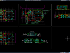 Download Conference Hall Plan, Elevation and Section DWG AutoCAD conference hall plan, elevation and section