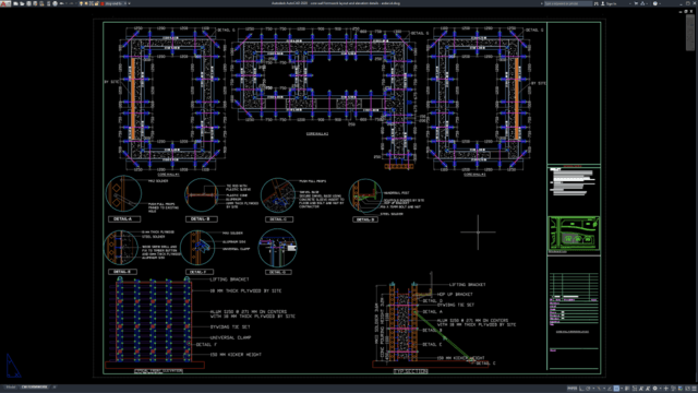 core wall formwork layout and elevation details