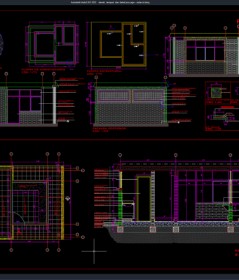 Download Denah, Tampak, dan Detail Pos Jaga DWG AutoCAD denah, tampak, dan detail pos jaga